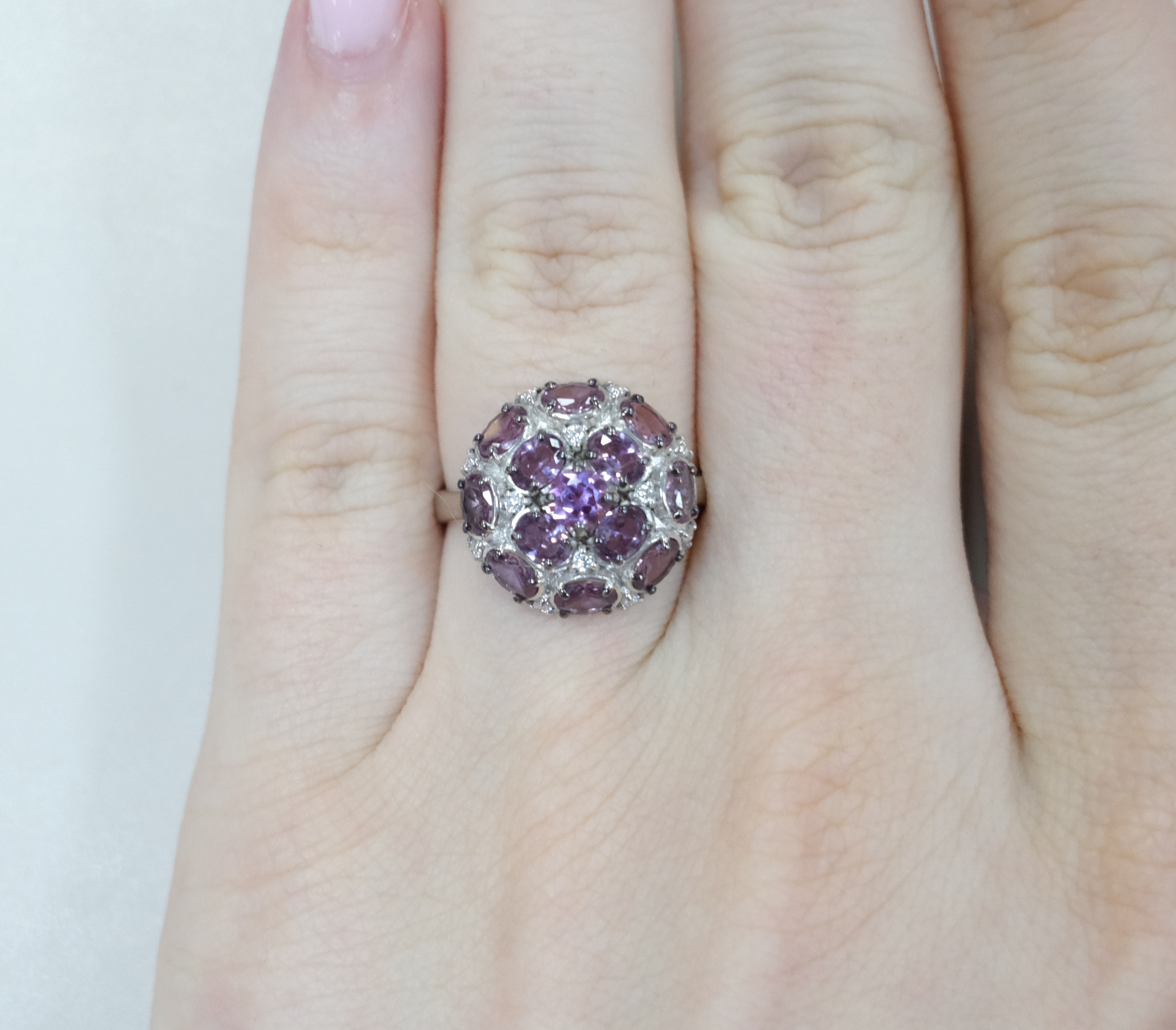 Серебряное кольцо с александритами